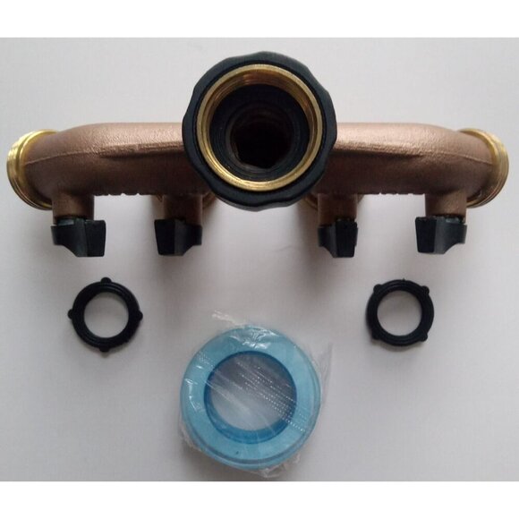 Metal 4‑Way Hose Valve – Brass Garden Water Distributor Spigot Connector - Picture 2 of 3